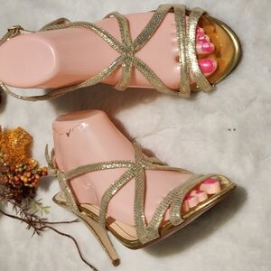 Elegant Gold Strappy Women's Heels